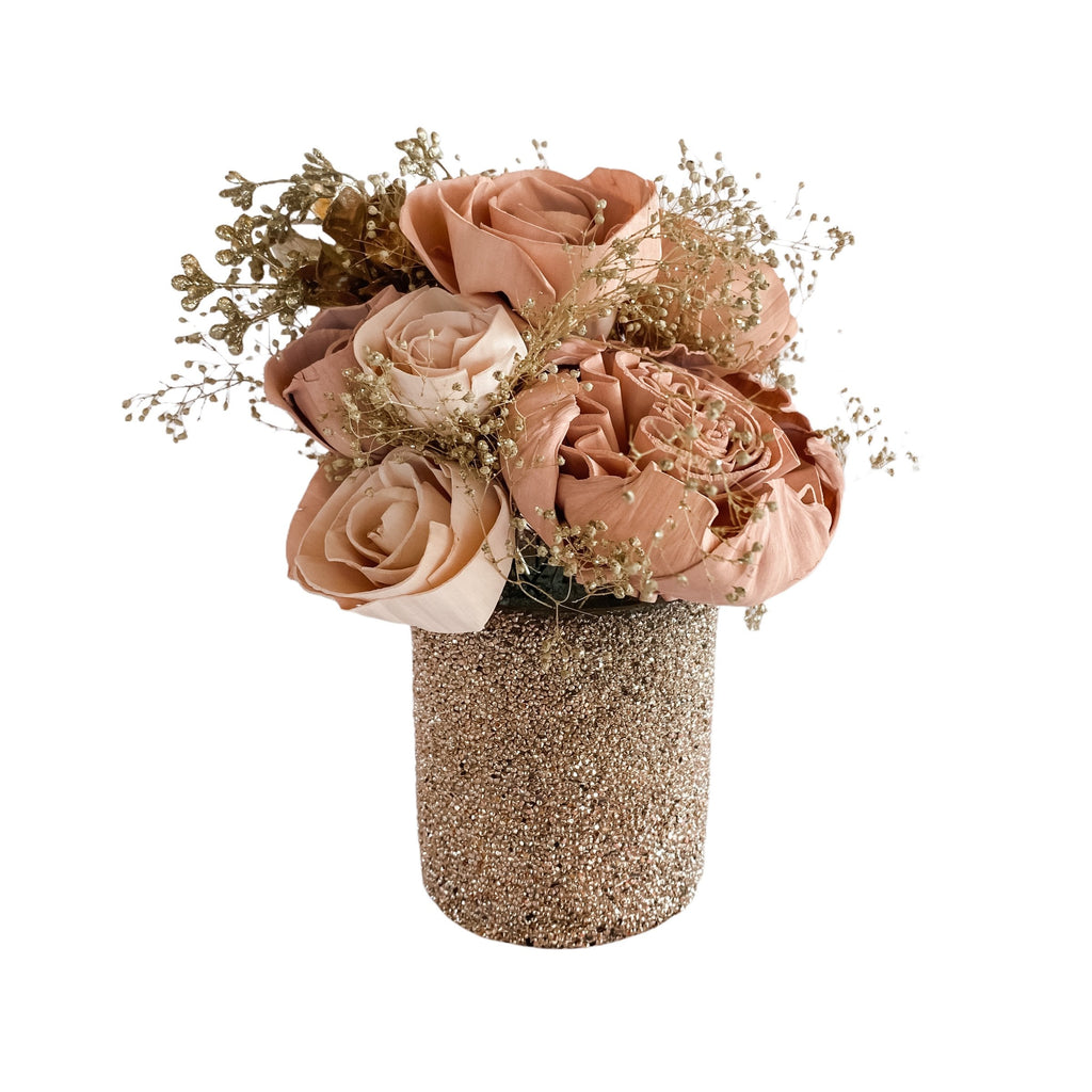 pink champagne sola wood flower arrangement for girl boss