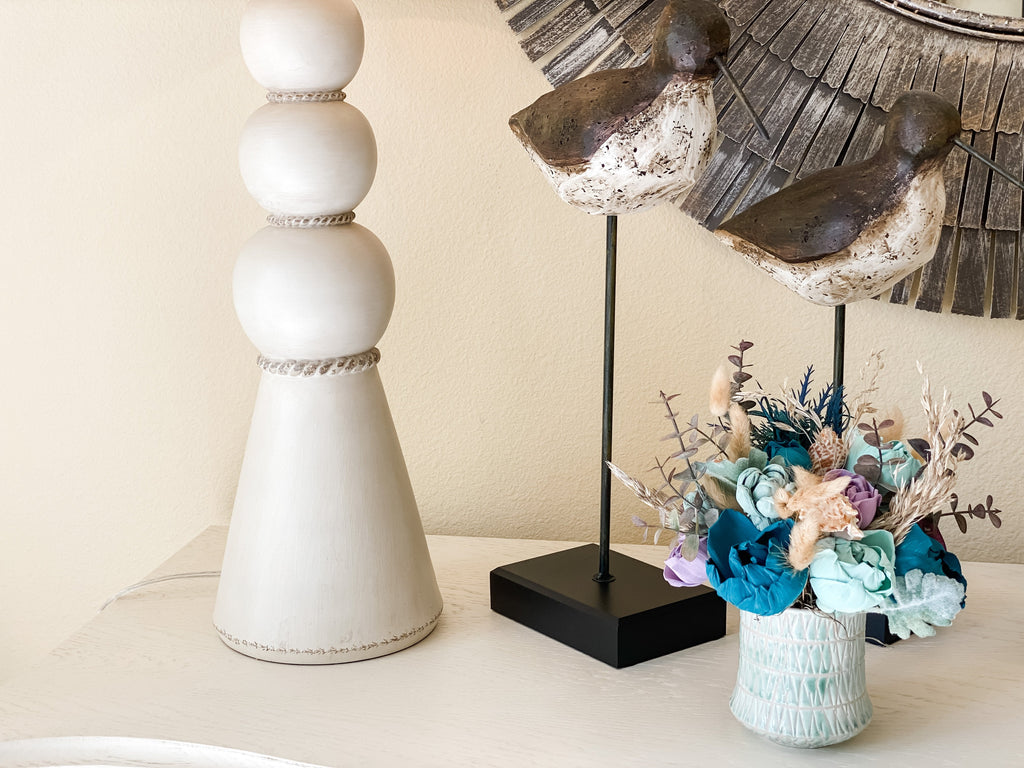 mermaid inspired small sola wood flower arrangement by pine and petal market