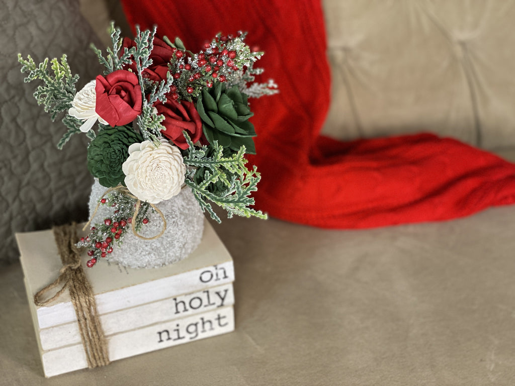 christmas sola flower centerpiece decor in red and green