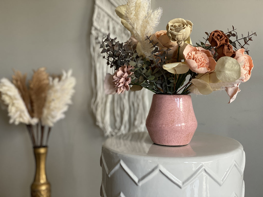 peach and pink boho bouquet arrangement for her 