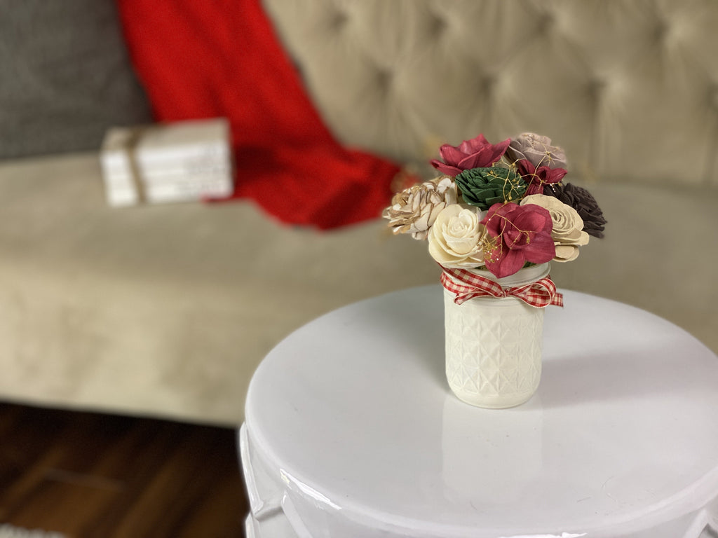 mini sola flower centerpiece for christmas gift, christmas cookies