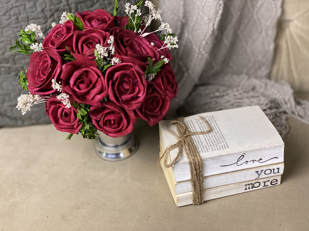 classic rose bouquet flower arrangement centerpiece made from sola wood flowers