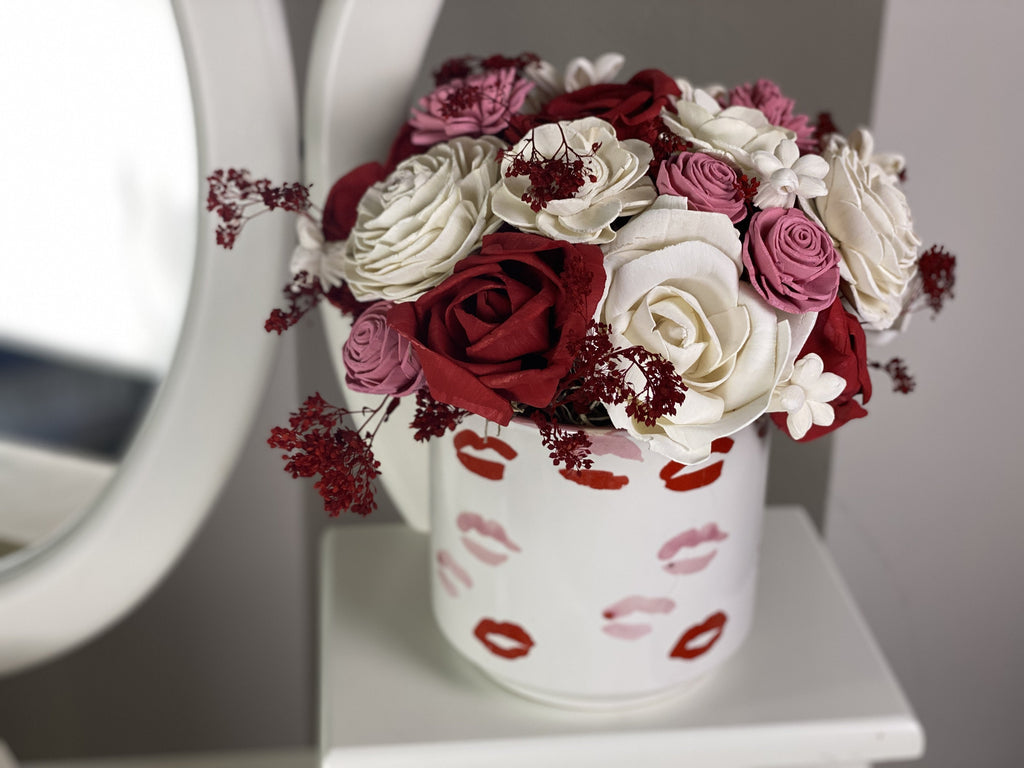 sola wood flower arrangement for valentines day for her