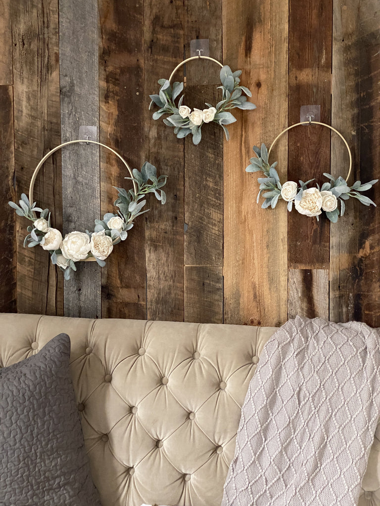sola wood flower set of 3 wall hoops by pine and petal market
