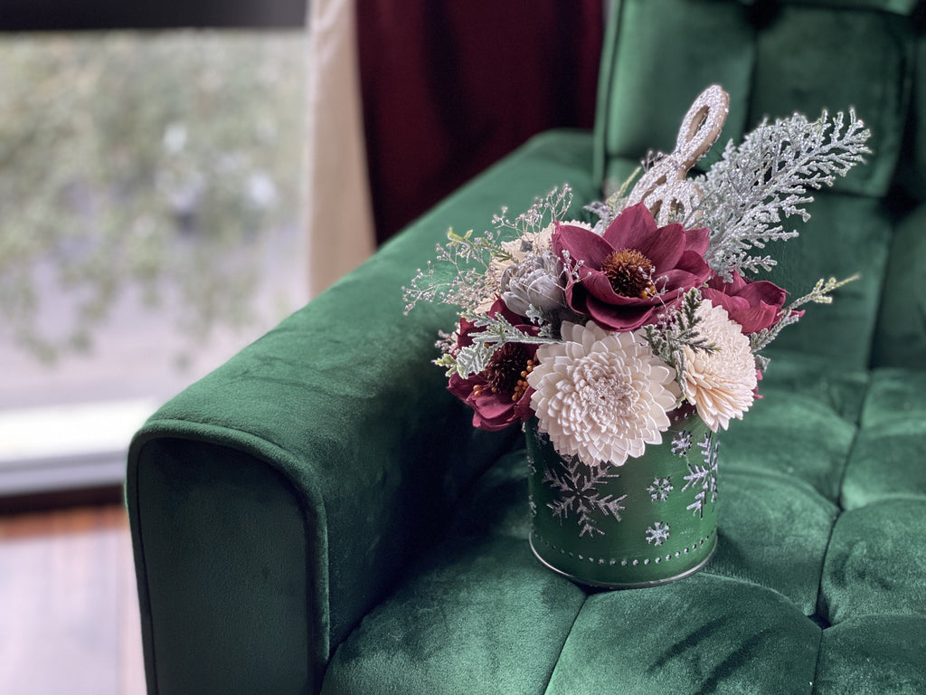 music inspired christmas carol sola wood flower arrangement gift for her