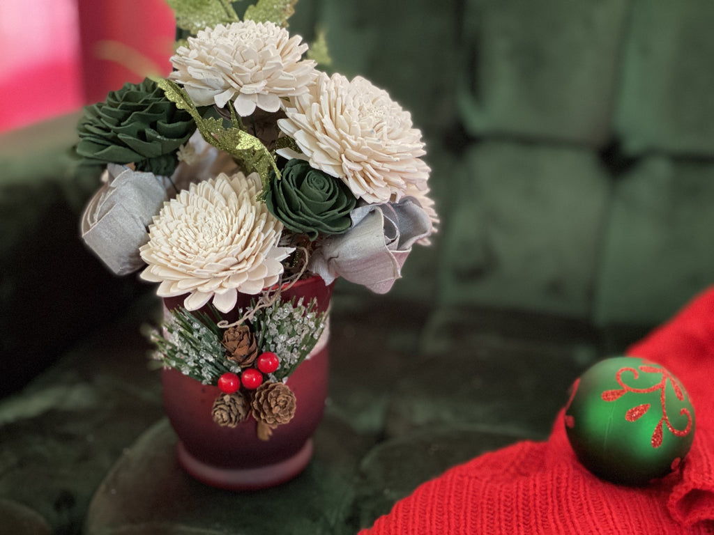 decorate for the holiday season with pine and petal market sola wood flowers