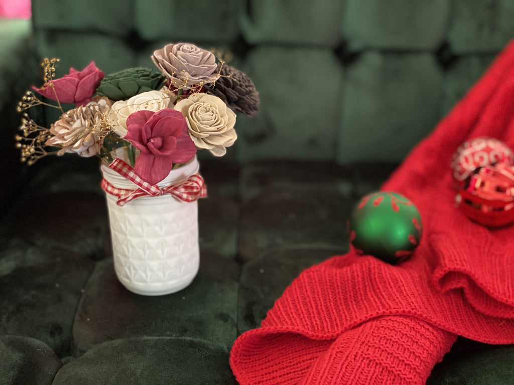 holiday cheer gift sola wood flower arrangement mini