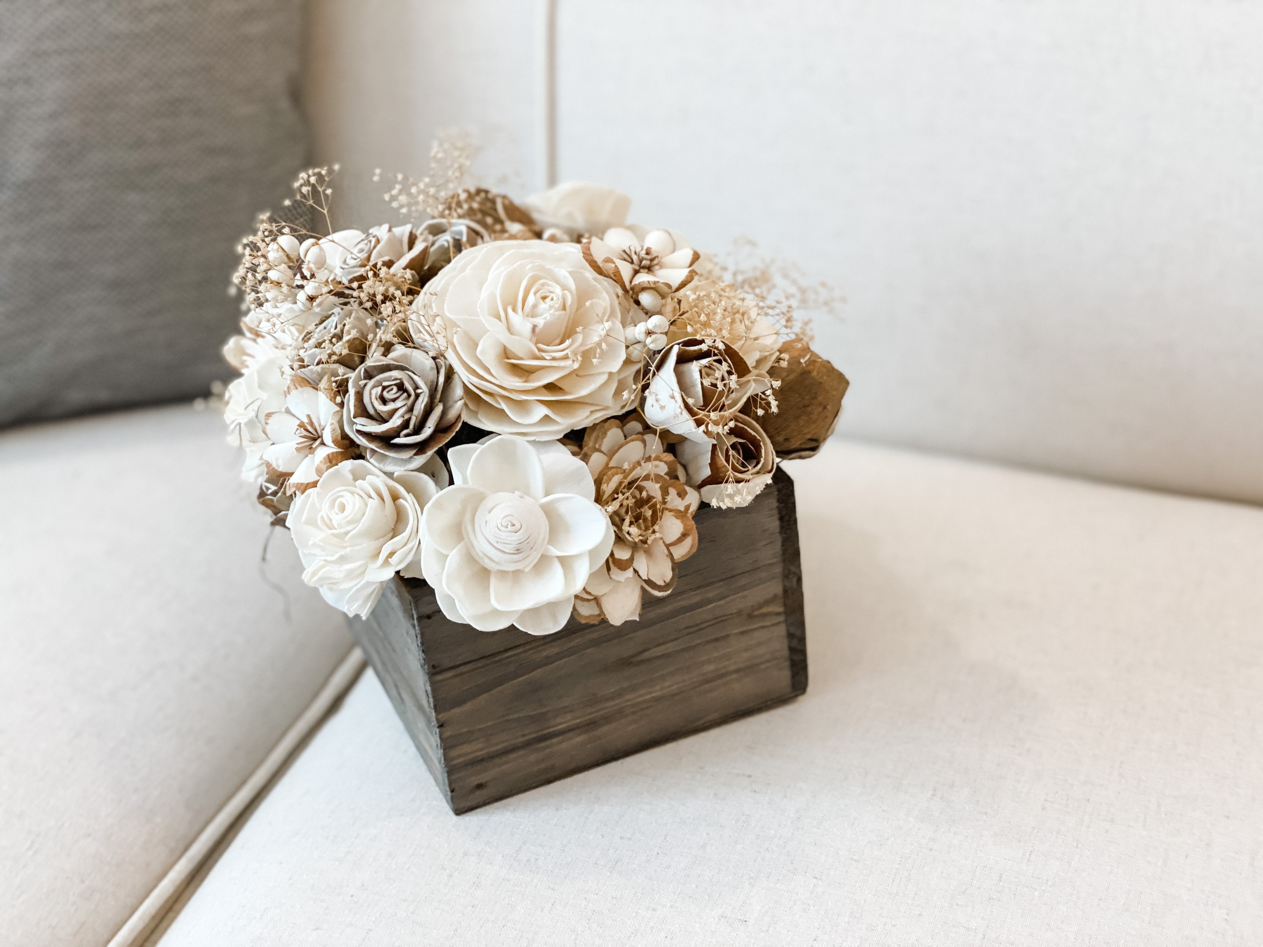 8PC Pink & White Sola Wood Flower Wedding Centerpieces Decor in Rustic  Birch Box