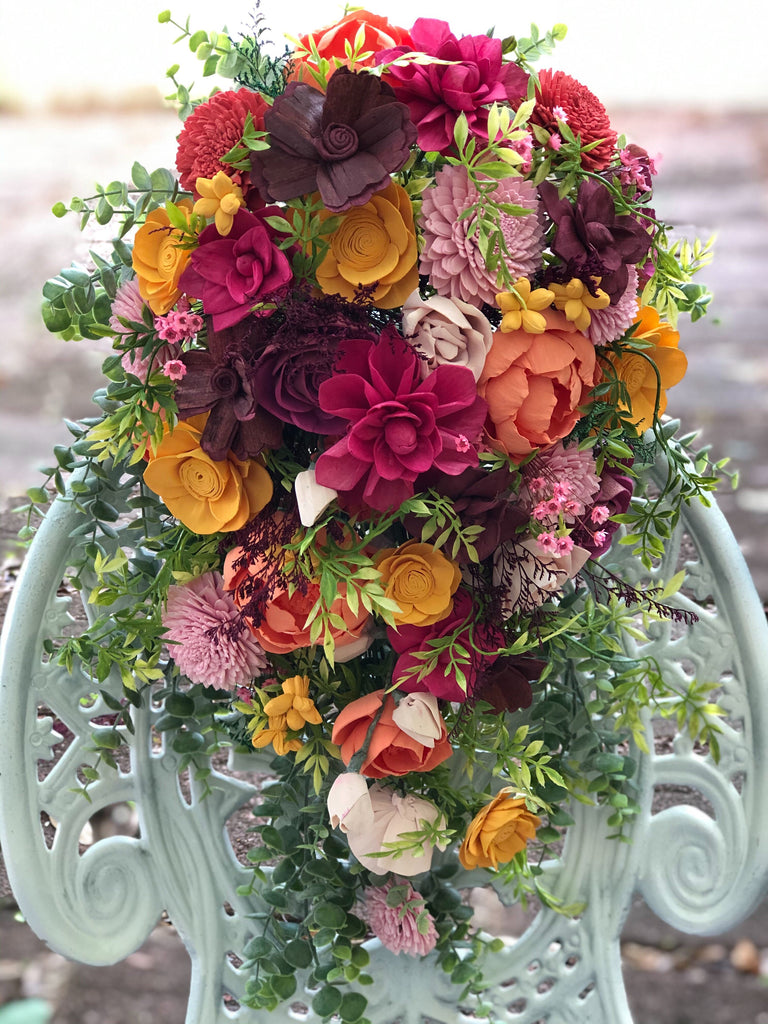 Custom Cascading Sola Flower Bouquet - PineandPetalWeddings