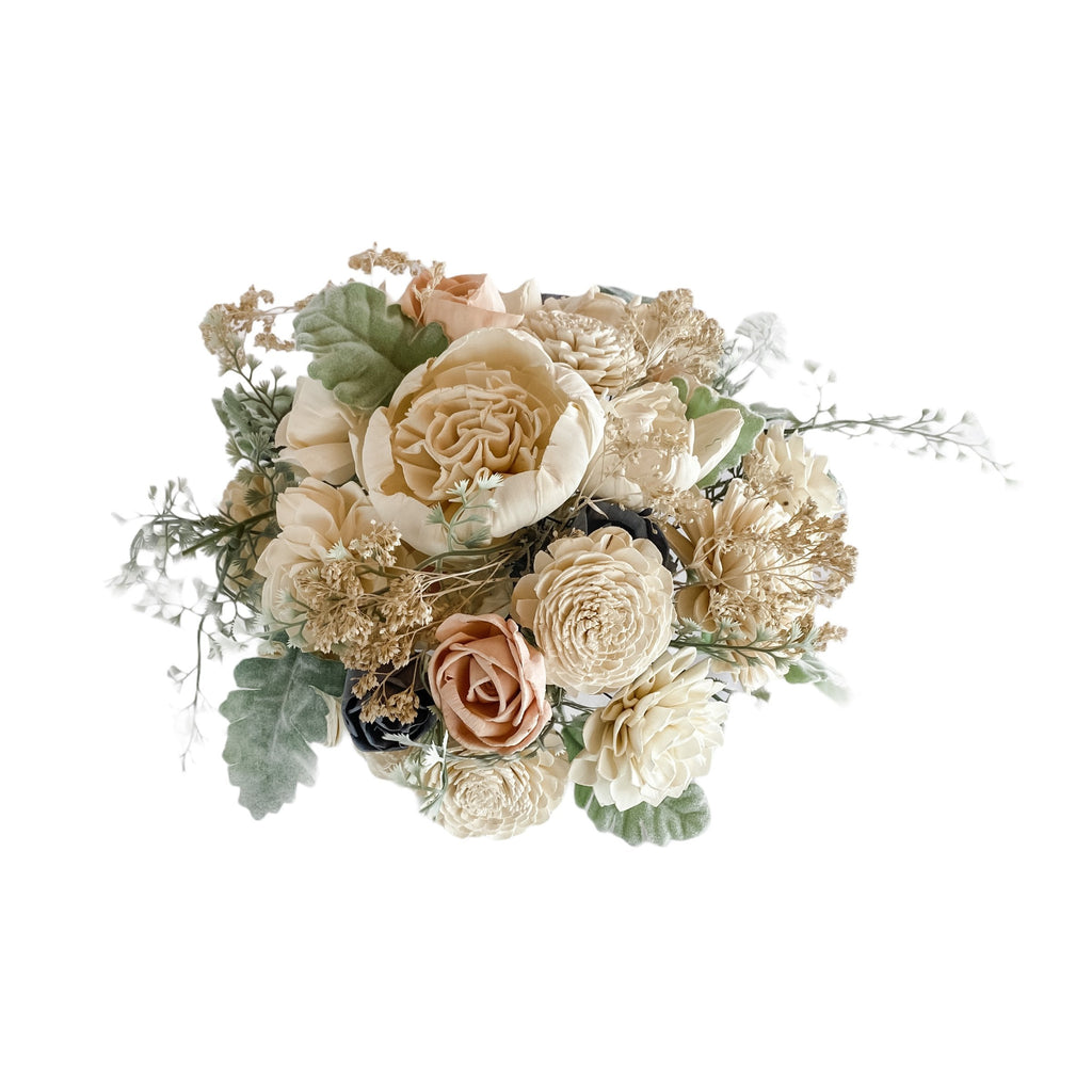 white and blush sola flower arrangement decor for home