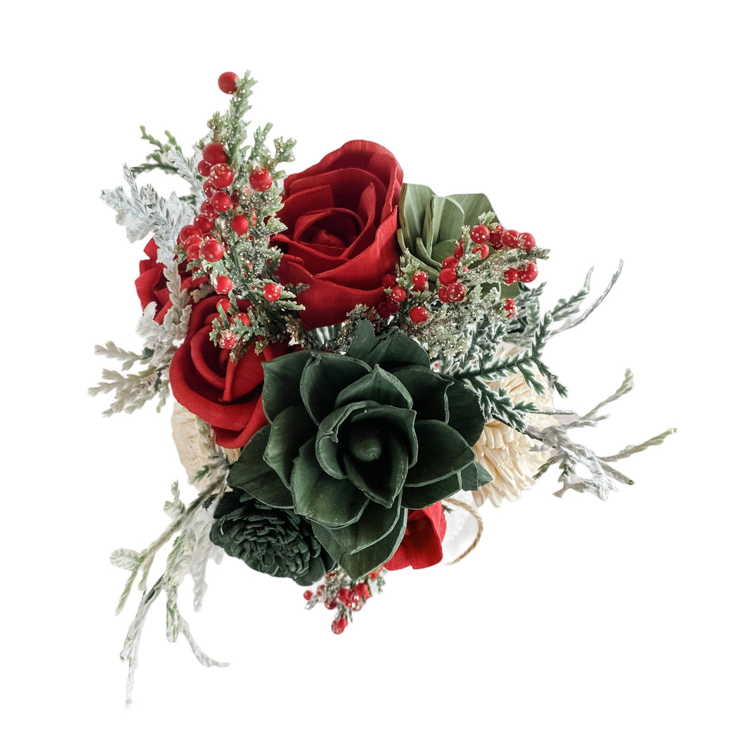 pine and petal market sola wood flower arrangement for christmas