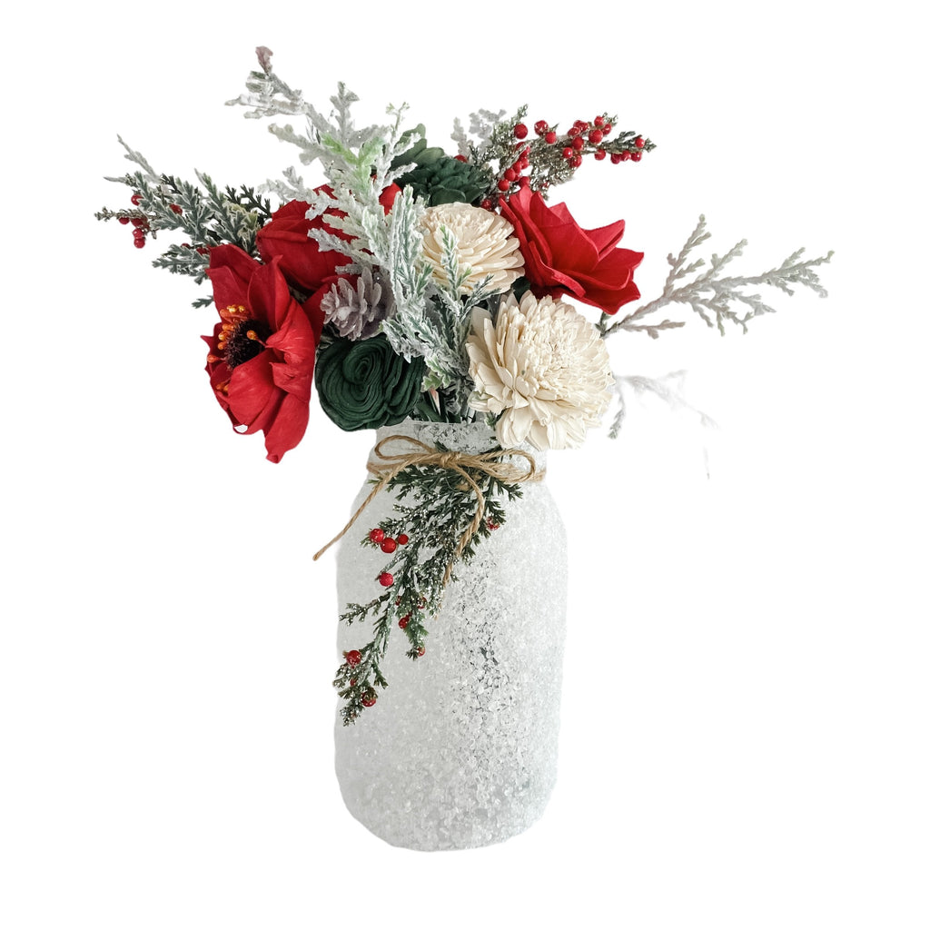 frosty pine sola wood flower christmas arrangement