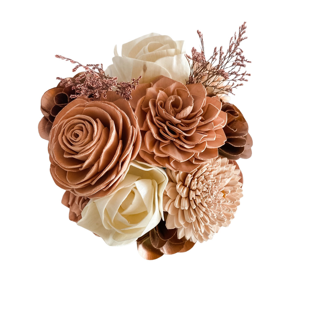 wedding rose gold and pink blush sola wood flower arrangement ideas