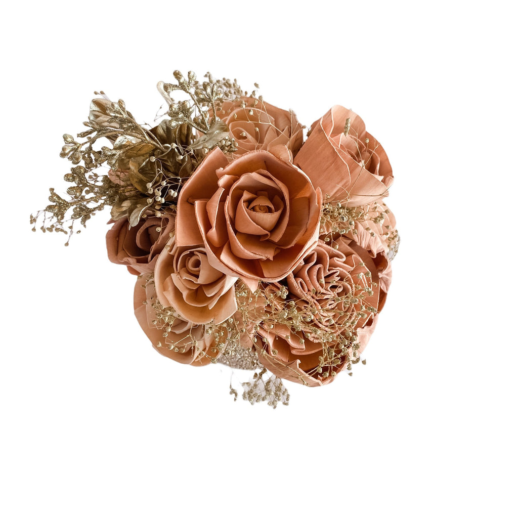 sola wood flower arrangement for lady boss in pink and champagne