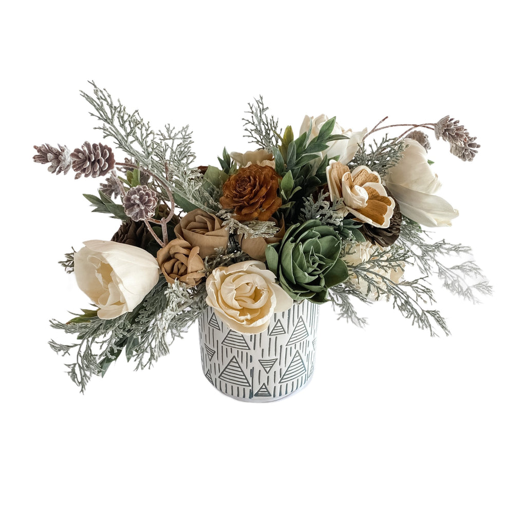 sola wood flower arrangement for christmas by pine and petal market