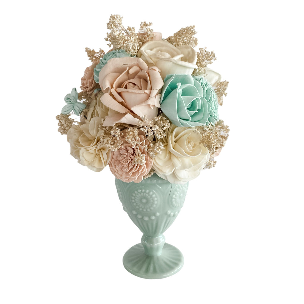 mint milkshake inspired sola wood flower arrangement birthday gift