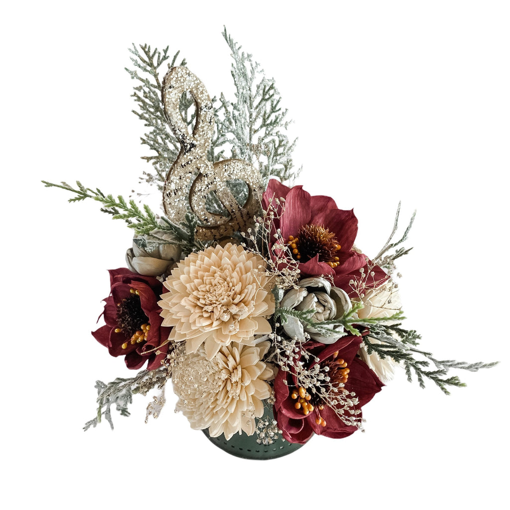 christmas caroler gift sola wood flower arrangement