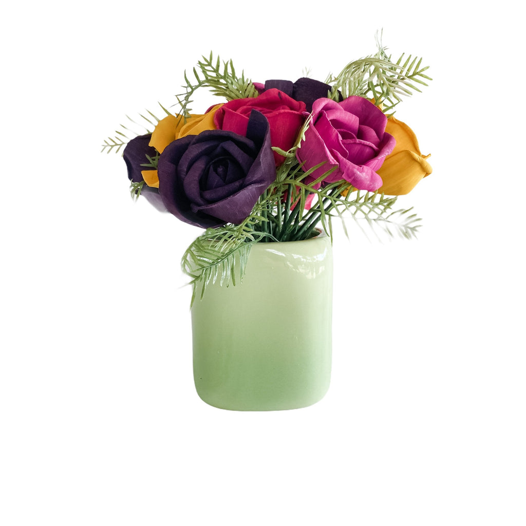 green ombre tropical sola wood flower centerpiece floral arrangement
