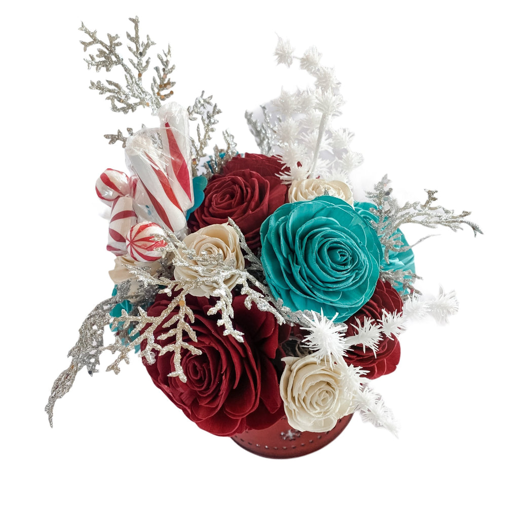 peppermint candy sola wood flower arrangement gift for family