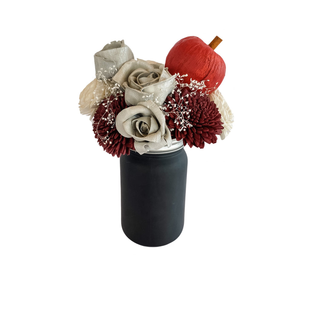 apple for the teacher gift for christmas 2020, lasting sola wood flowers in a chalkboard decorateable vase!