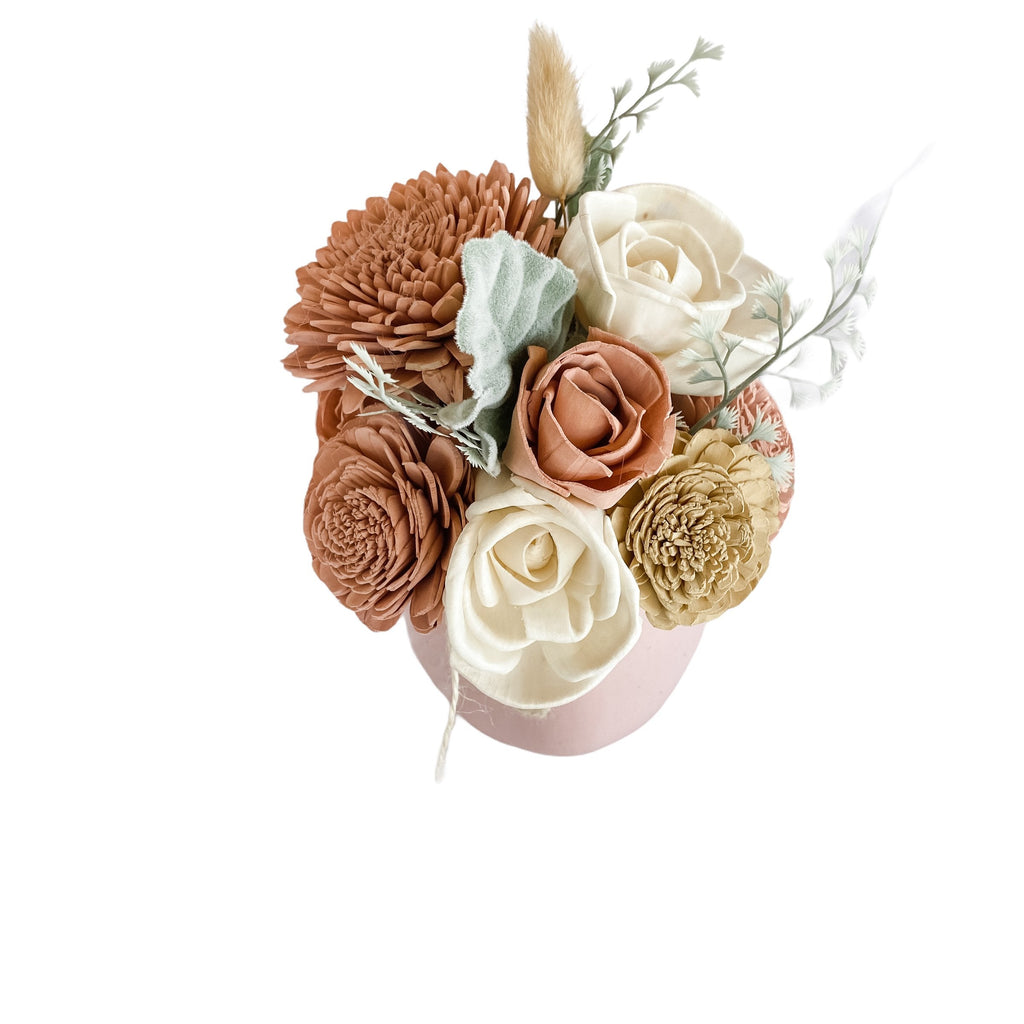 sola wood flower arrangement for baby girl nursery from pine and petal market
