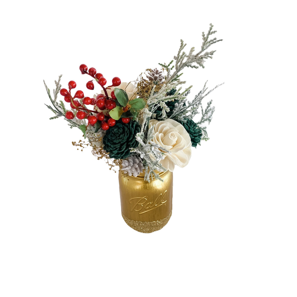 gold glitter christmas decor ideas with sola wood flowers