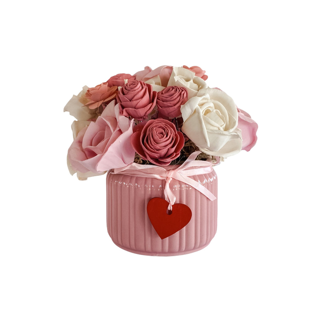pink and white rose sola wood flower arrangement for valentine's day or because you love her