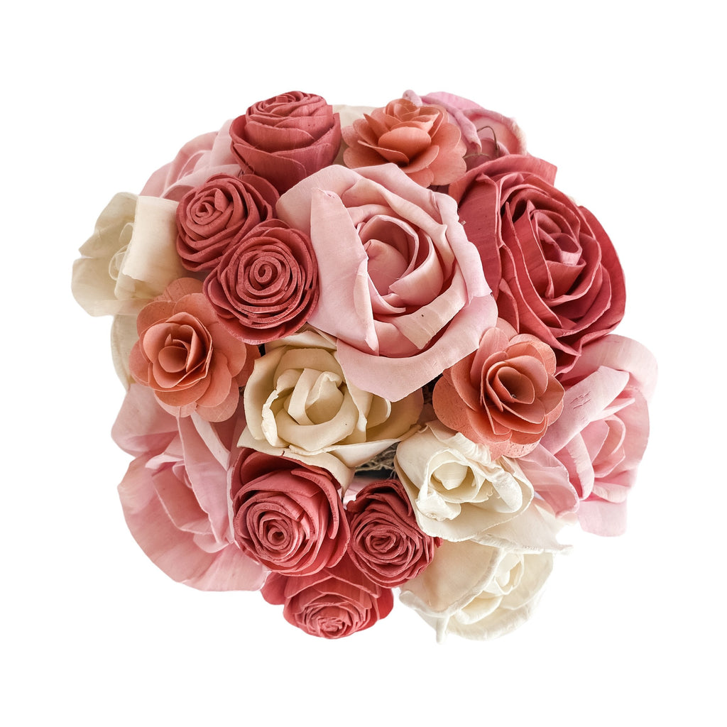 lasting flower arrangement gift for her with pink and white roses