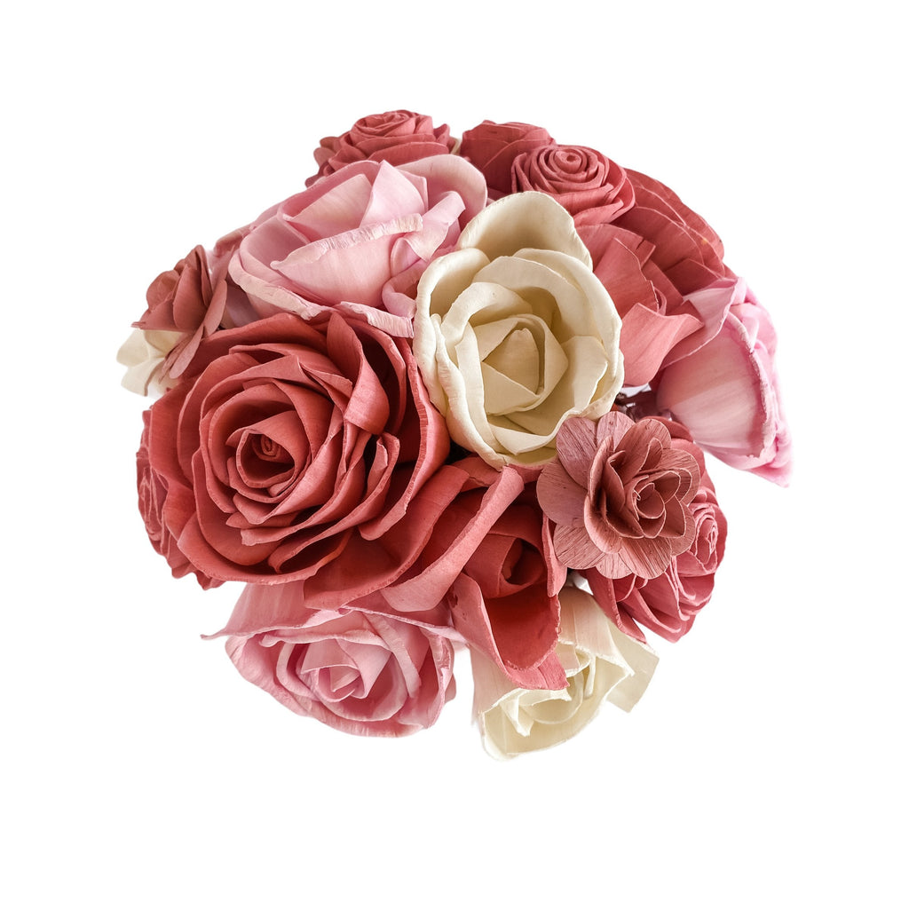 faux rose bouquet arrangement with pink and white roses