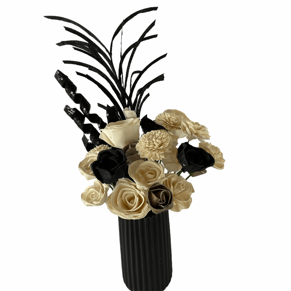 sola flower arrangement black and white for birthday or anniversary party