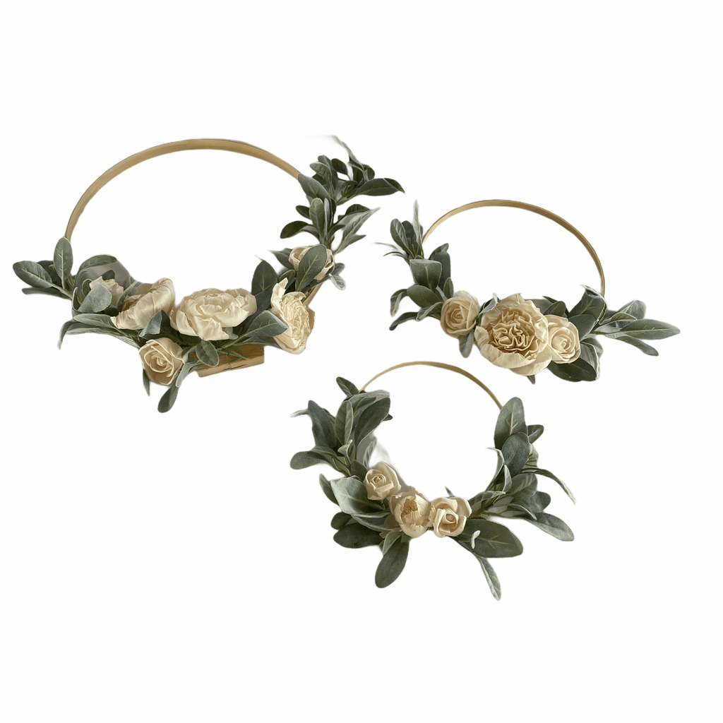 wooden hoop wreath decor from pine and petal