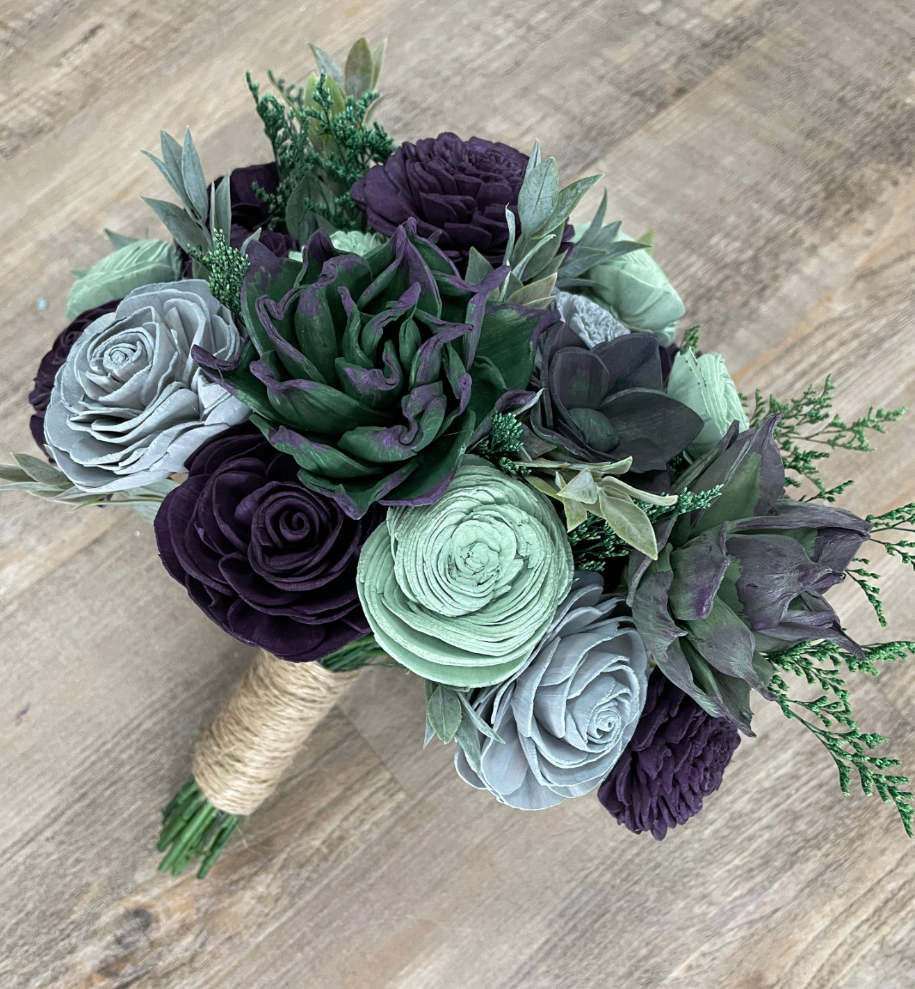 wooden succulent bouquet Rich Garden Succulent Bouquet