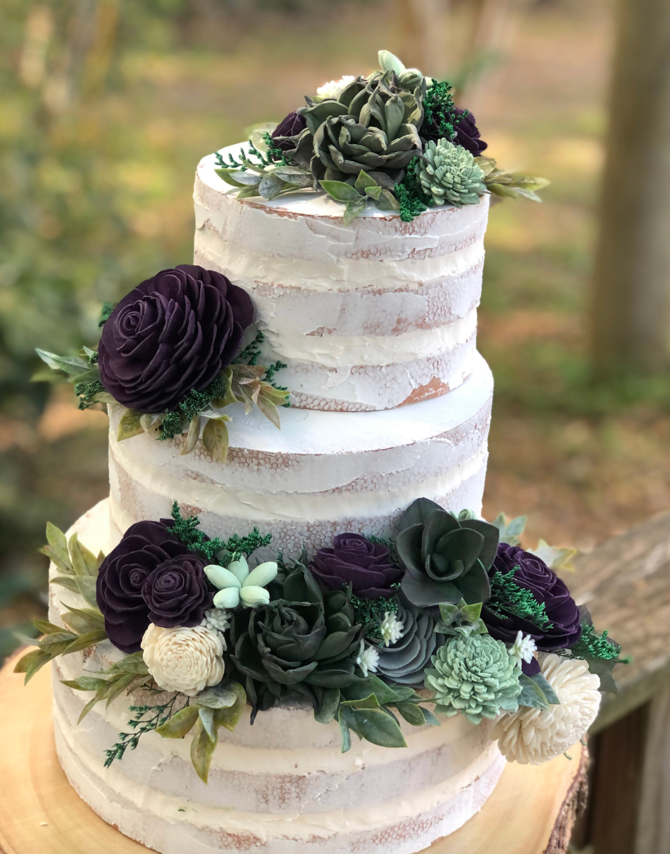 rustic succulent wedding cake Rich Garden Succulent