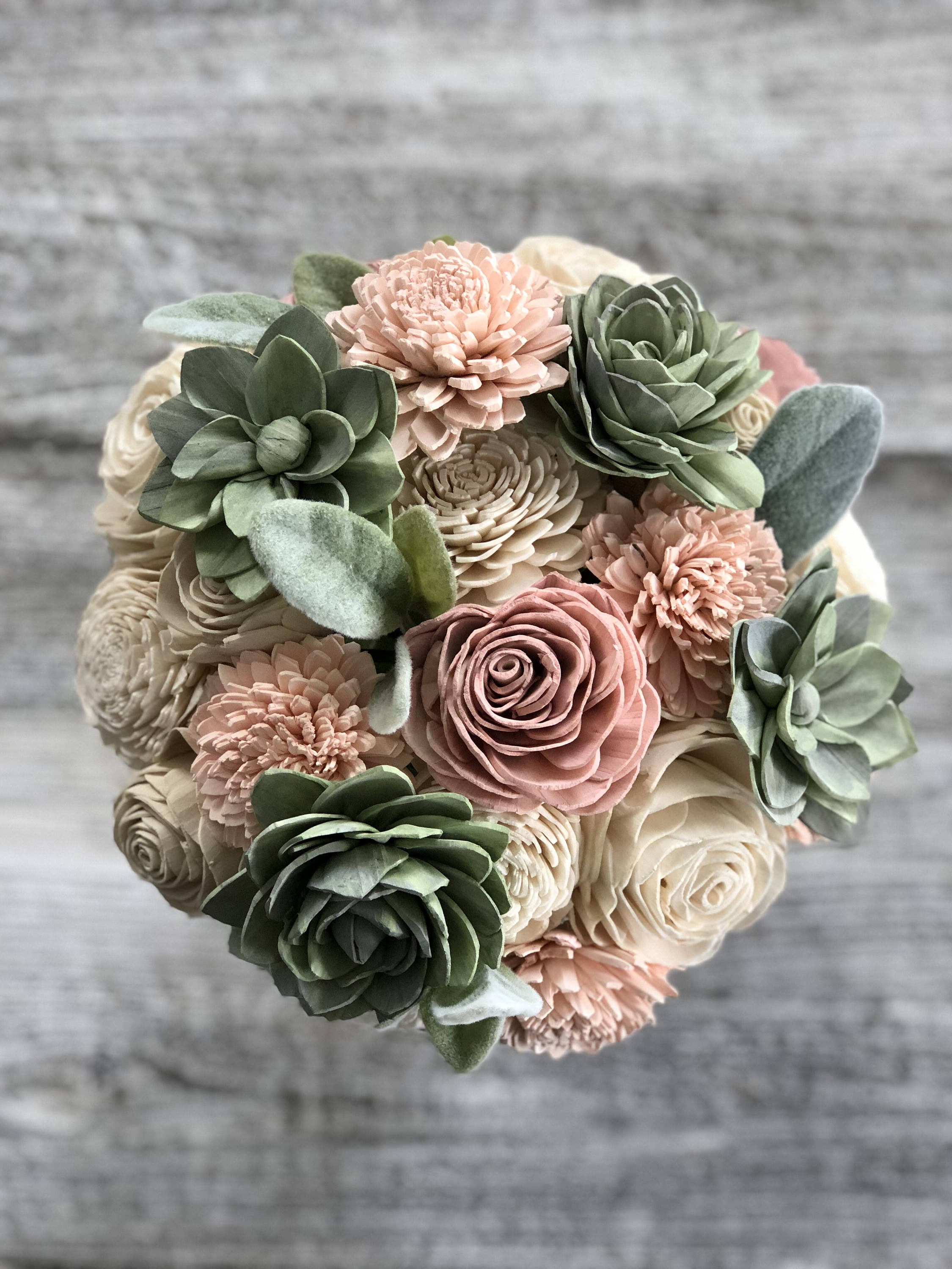 wooden succulent bouquet Soft Succulent Bouquet