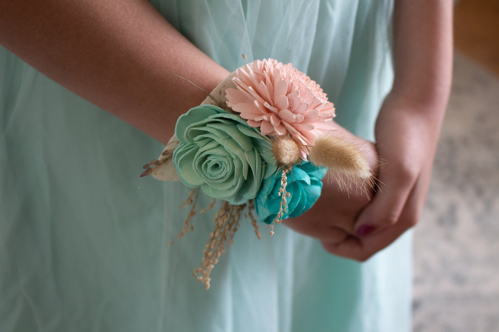 corsage for mint green dress Sage Green Corsage and Boutonniere Set: Wedding Floral Accessories