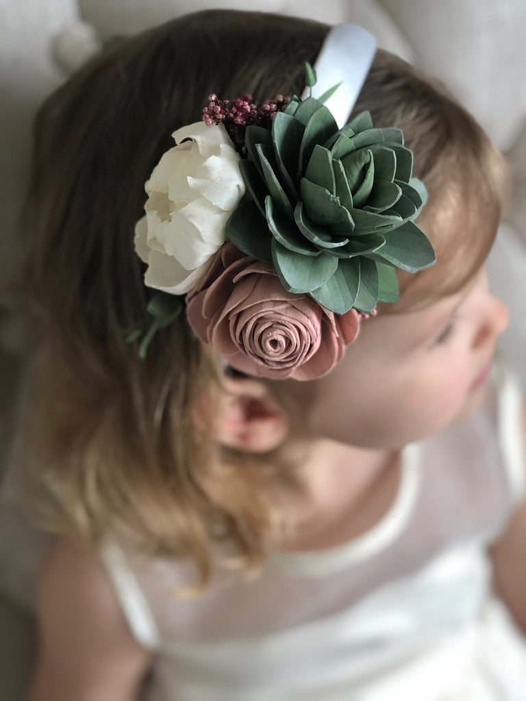 Berry Succulent Floral Headband - PineandPetalWeddings
