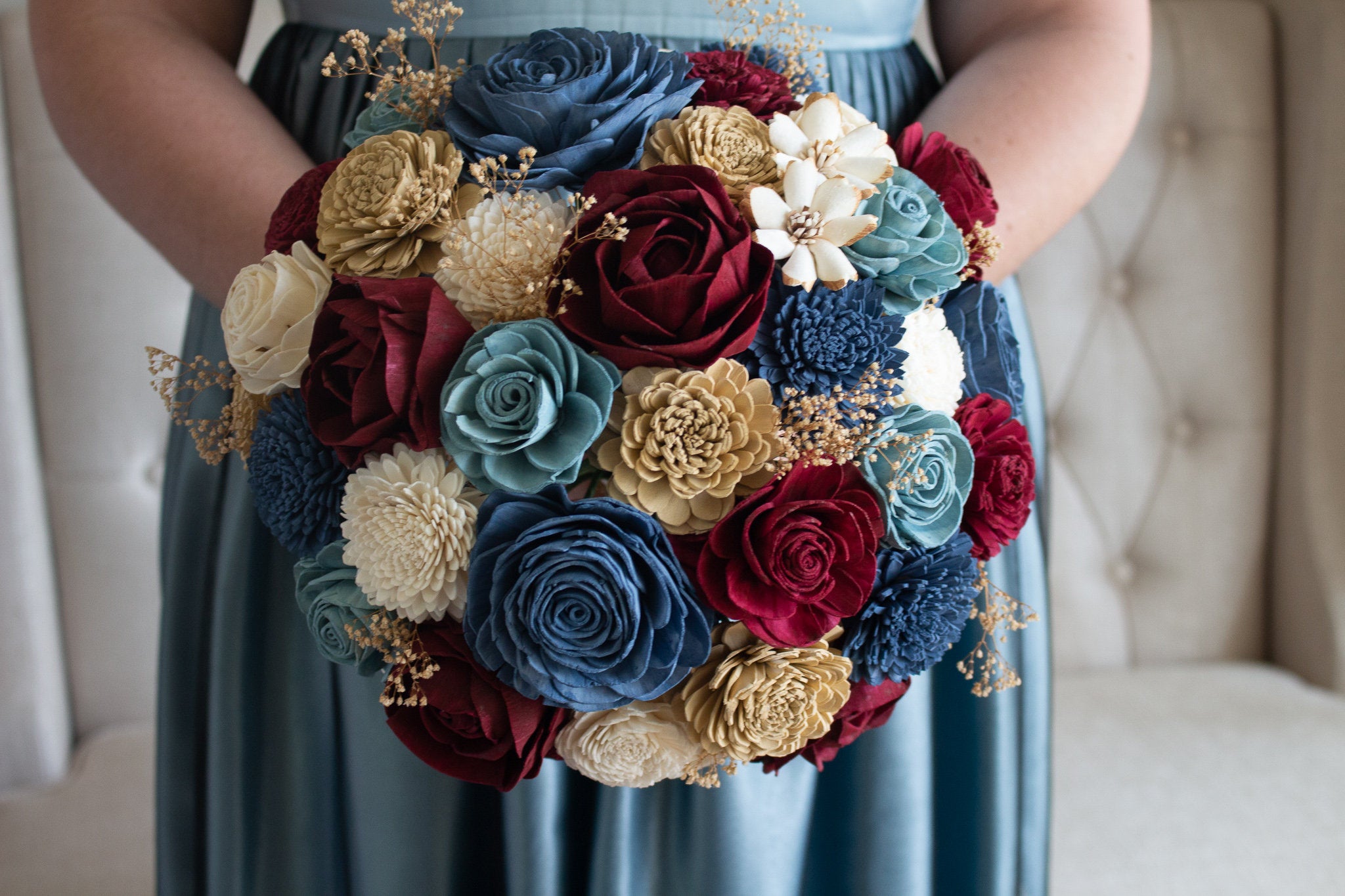 Heartland Blue and Burgundy Bouquet Pine and Petal Weddings Heartland Blue and Burgundy Bouquet Pine and Petal Weddings