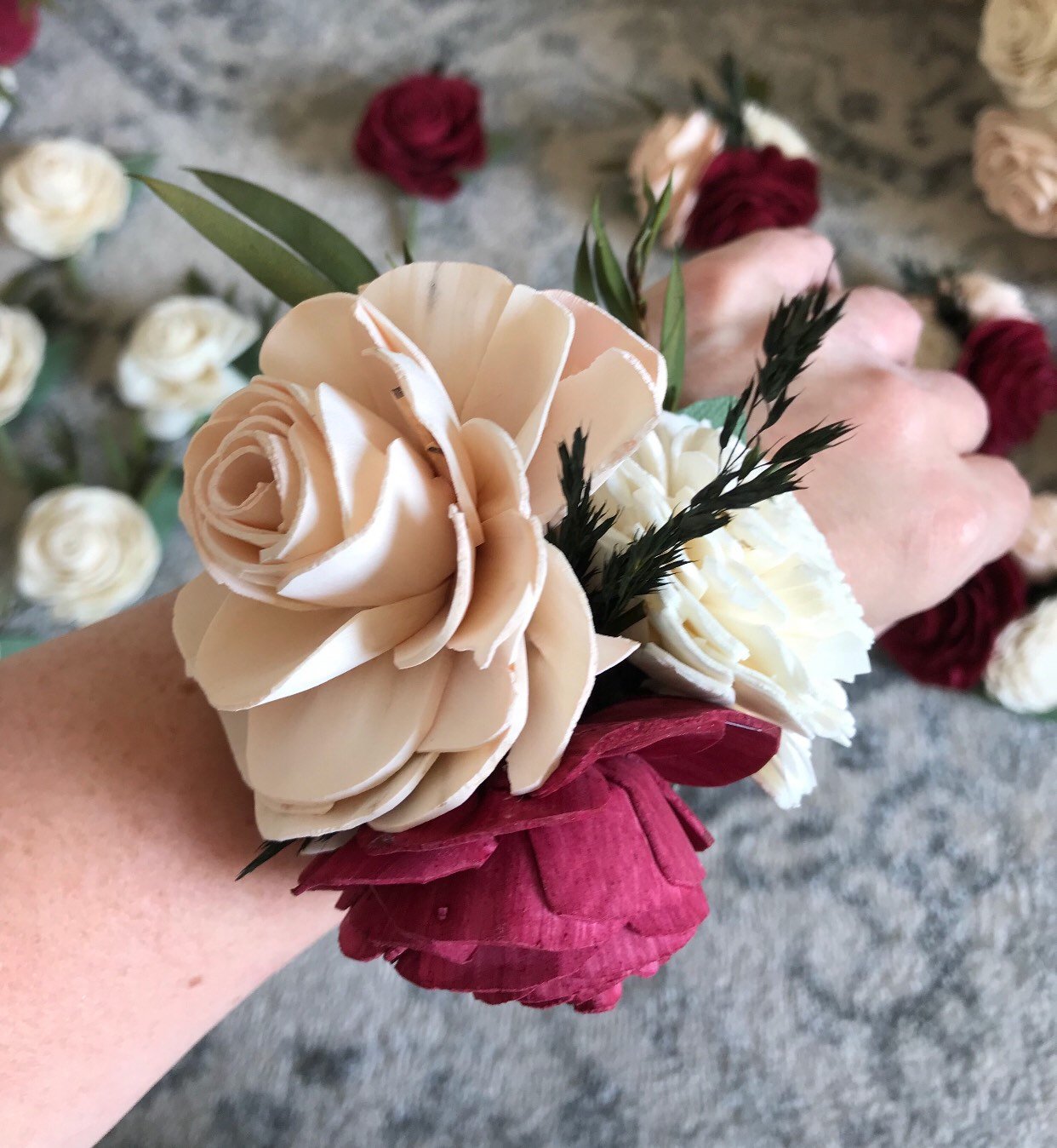 Wrist Corsages for Wedding(Set of 4), Foam Rose Corsages with