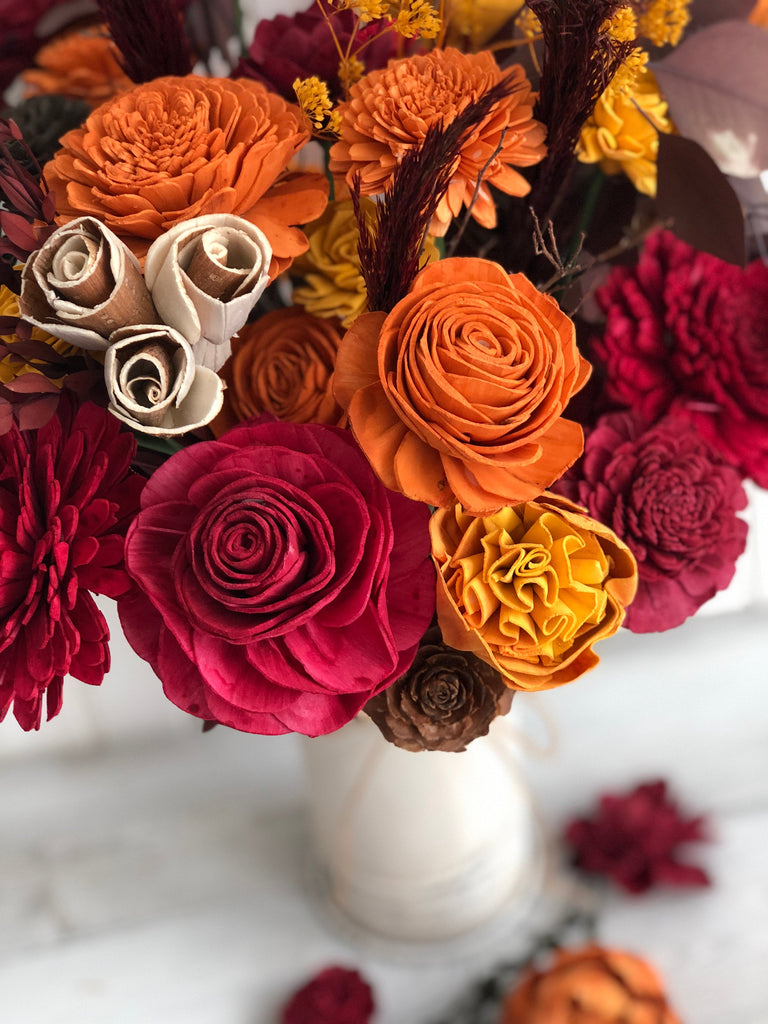 Fall Gather 'Round Table Vase Arrangement - PineandPetalWeddings