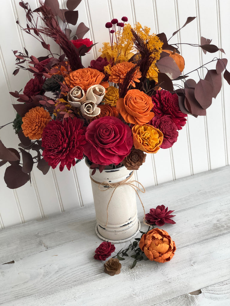 Fall Gather 'Round Table Vase Arrangement - PineandPetalWeddings