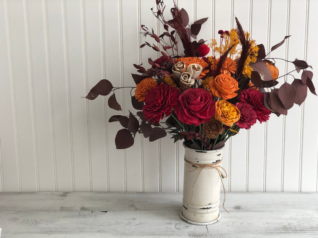 Fall Gather 'Round Table Vase Arrangement - PineandPetalWeddings