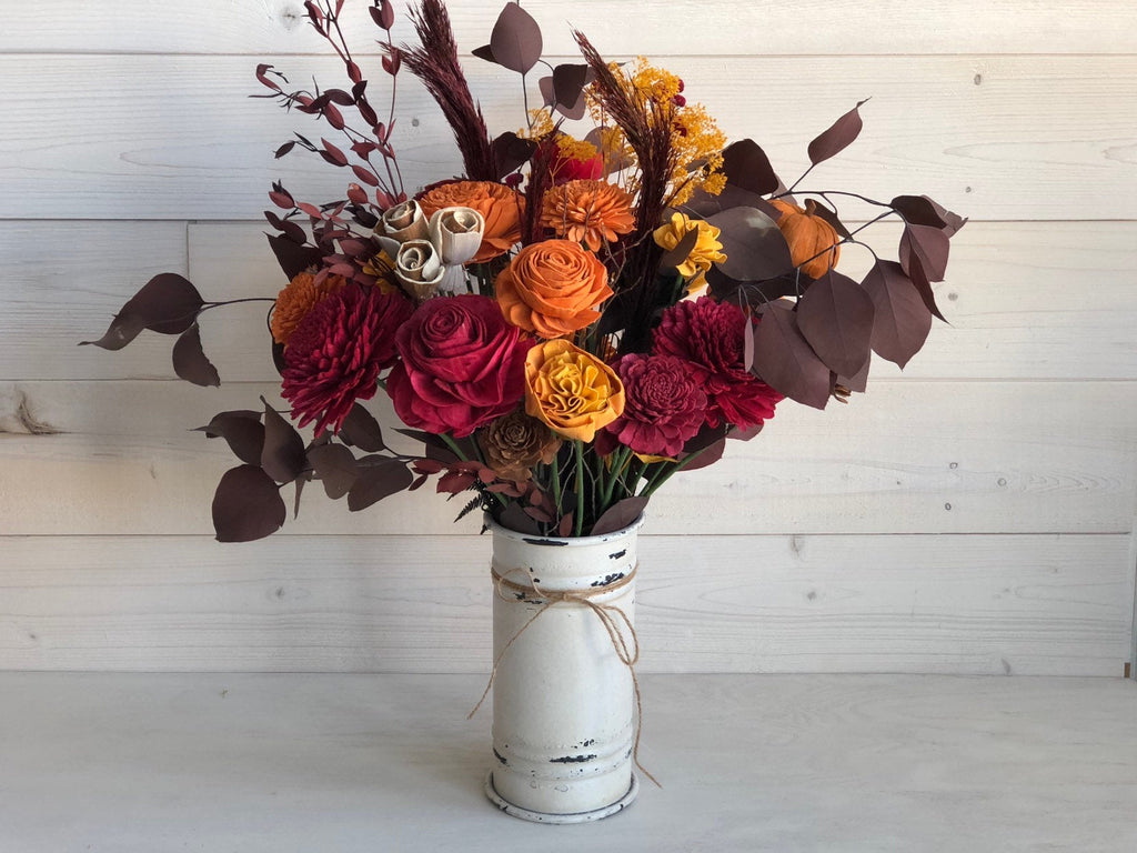 Fall Gather 'Round Table Vase Arrangement - PineandPetalWeddings