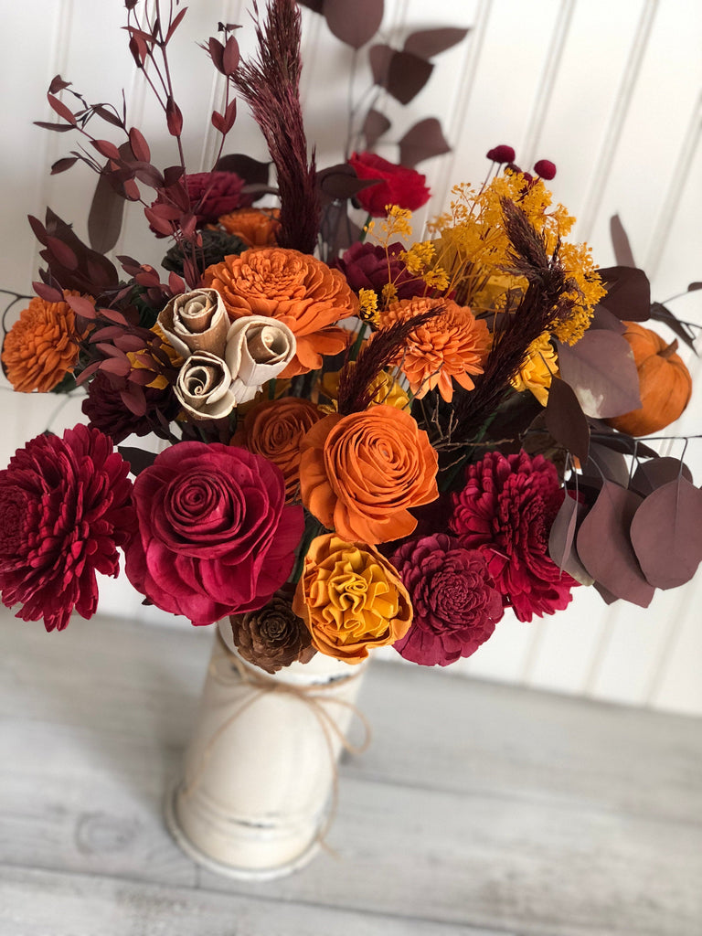 Fall Gather 'Round Table Vase Arrangement - PineandPetalWeddings