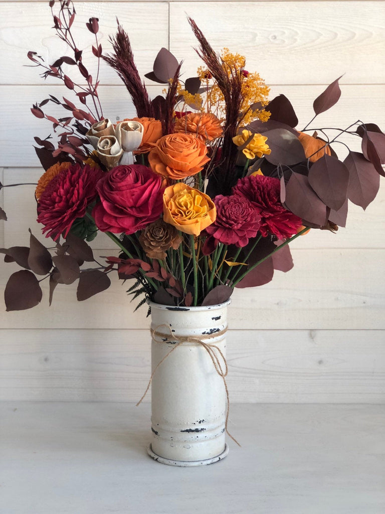 Fall Gather 'Round Table Vase Arrangement - PineandPetalWeddings