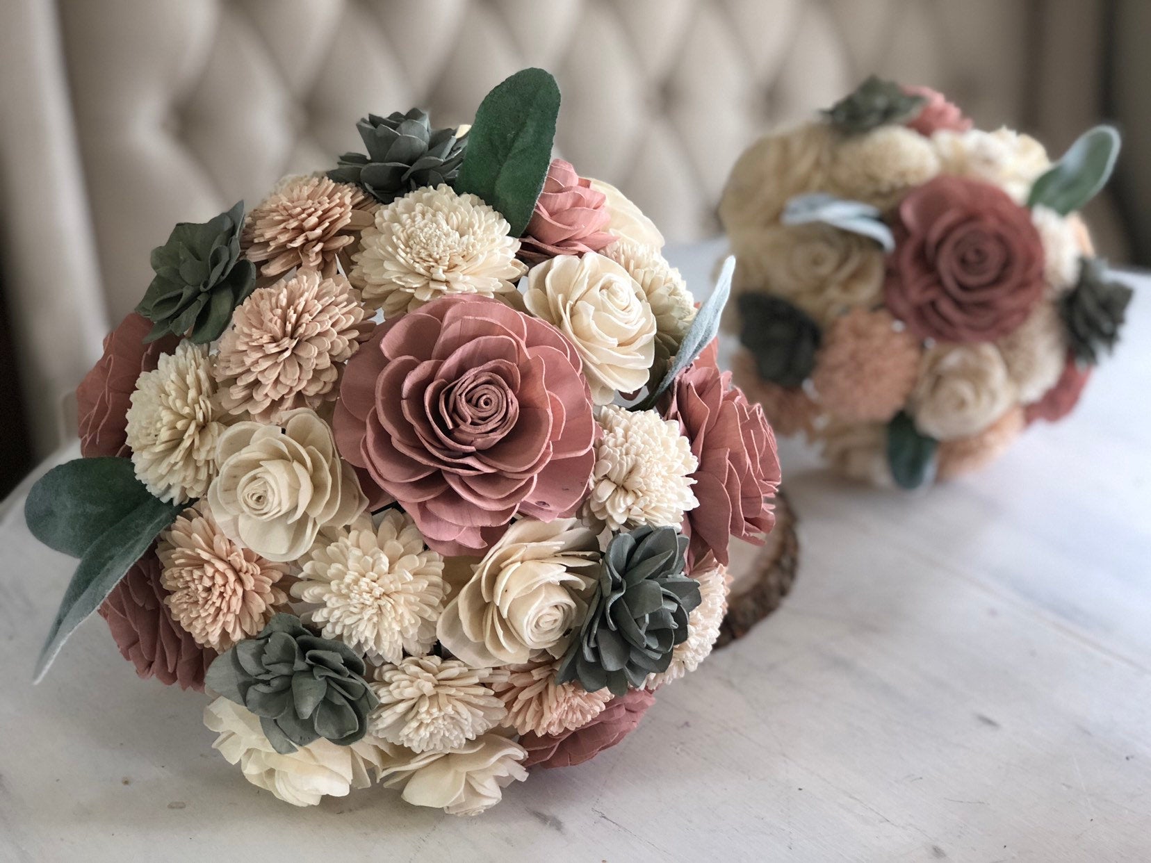 wooden succulent bouquet Soft Succulent Bouquet