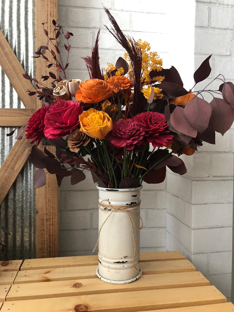 Fall Gather 'Round Table Vase Arrangement - PineandPetalWeddings