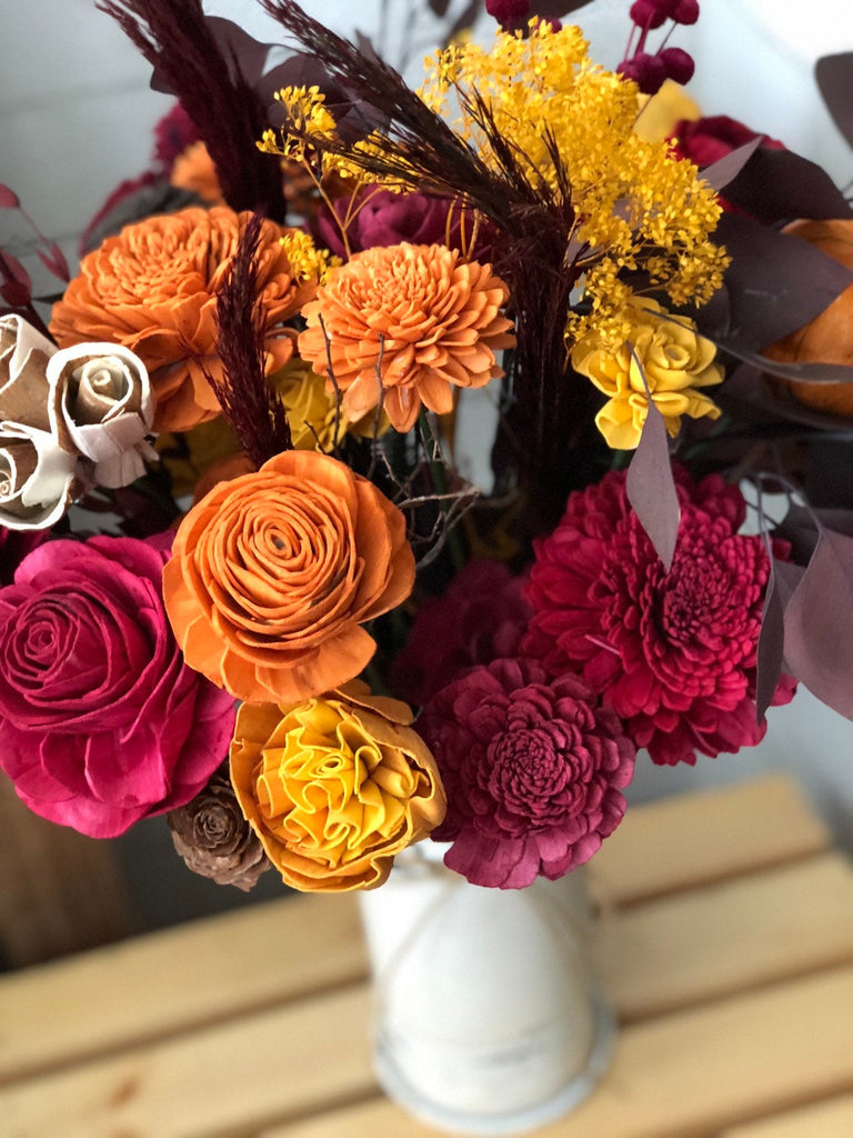Fall Gather 'Round Table Vase Arrangement - PineandPetalWeddings