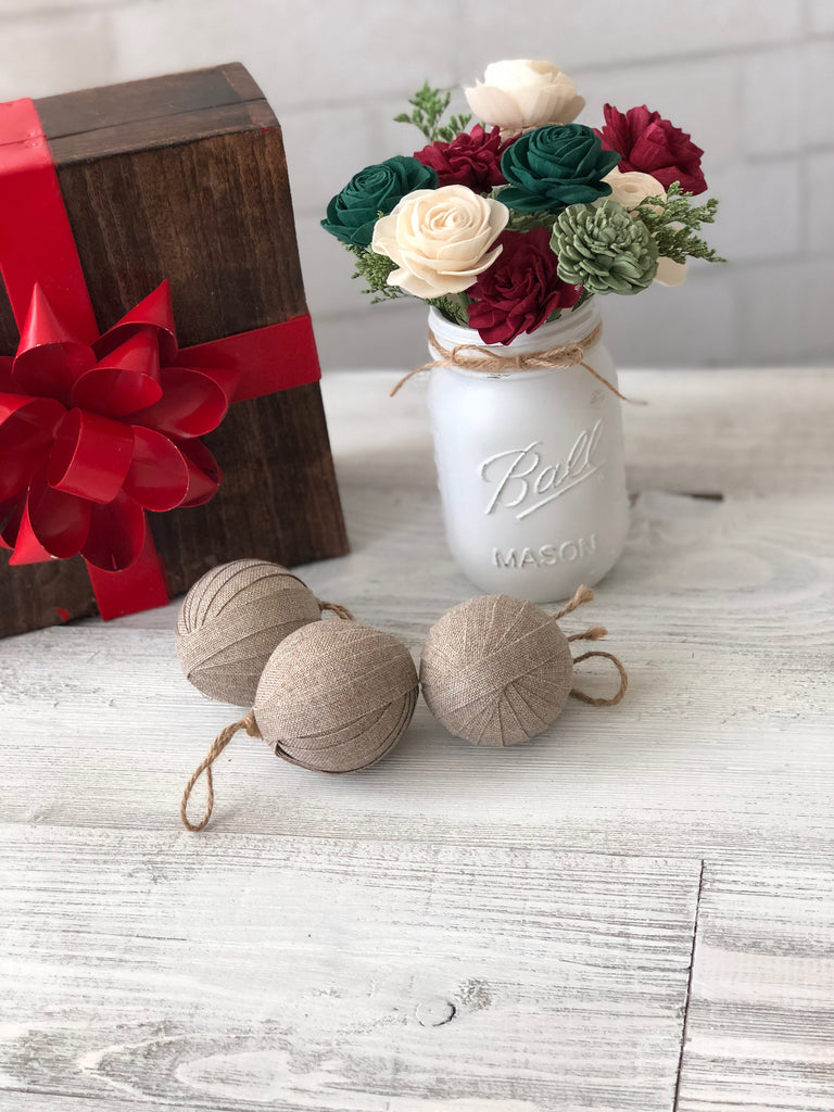 Christmas in the Country - SMALL Pint Jar Arrangement - PineandPetalWeddings