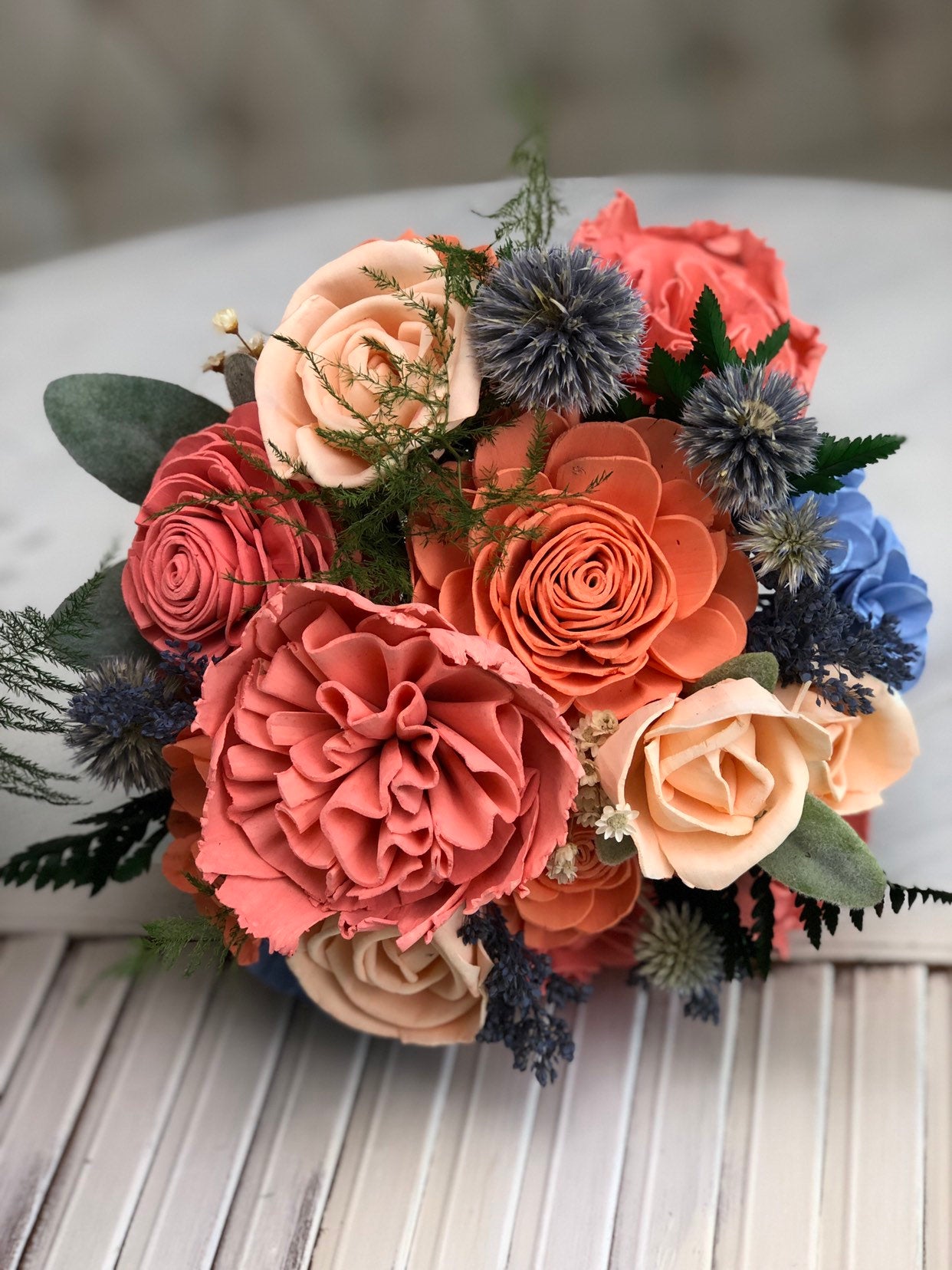 Peach 2024 Sola Wood Flower Arrangement, Forever Bouquet, Birthday Gift, Home Decor, Get Well Gift, Just Peachy Rustic Flower Centerpiece