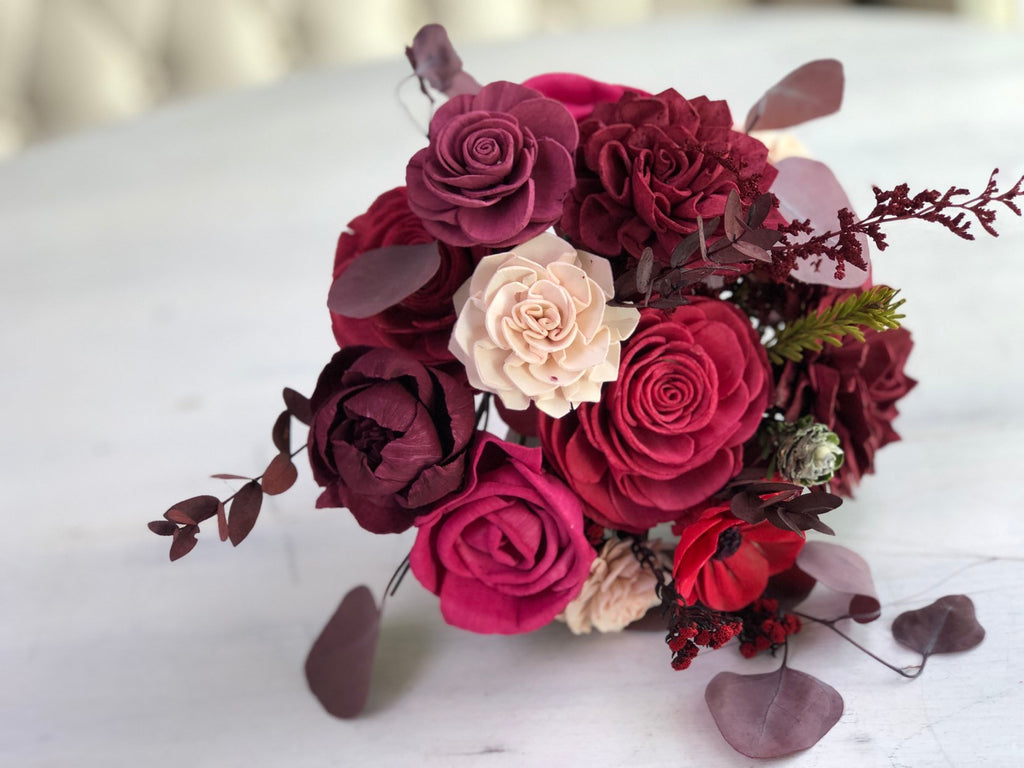 Roses and Rubies Bridesmaid Bouquet - PineandPetalWeddings